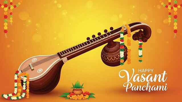 Celebrating vasant panchami with a sitar