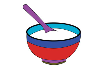 Bright food bowl with spoon modern vector design