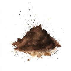 A piece of dirt with smudges and stains, on a white background