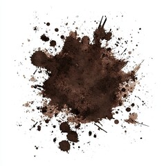 A piece of dirt with smudges and stains, on a white background