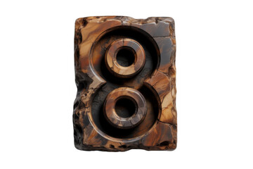 Brown marble sculpture with two circles abstract isolated on a transparent background