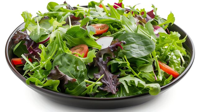 A bowl of fresh mixed greens with a light vinaigrette dressing