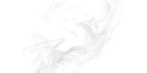 Delicate wisps of white smoke gracefully curl and swirl on a deep dark black background creating ethereal abstract vapor