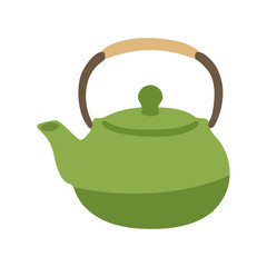 Traditional Japanese ceramic teapot icon for green tea ceremony and matcha beverage brewing culture design