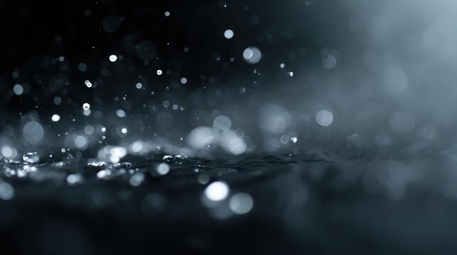 Haunting environmental concept image of water droplets in darkness, PFAS and forever chemicals as an unseen danger to water sources and public health