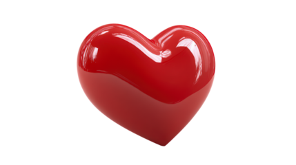 Valentine's day glossy red heart with transparent background for graphic design love theme or heart shapes celebration on valentine's day design