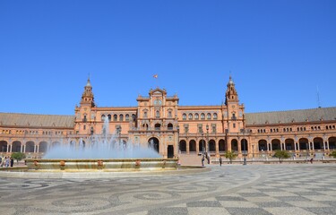 Obraz premium Seville, Spain 03.28.2019: Plaza de Espana or Spain Square in Seville, Andalusia, Spain