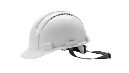 A white hard hat on transparent background for construction and safety use in industries