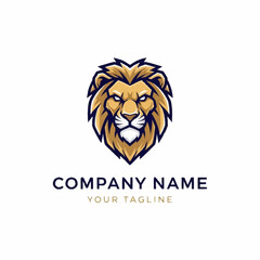 Majestic lion head logo design with a powerful and regal expression.