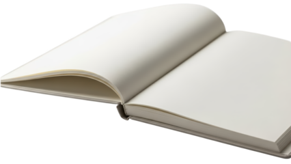 An open blank book on a transparent background, ready for writing or design on transparent background