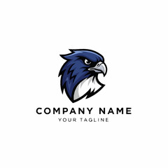 Fototapeta premium Powerful blue eagle head mascot logo design with intense gaze.