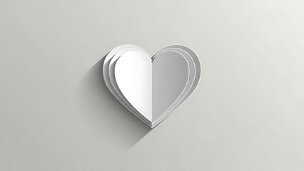 Elegant white heart shaped object on gray background