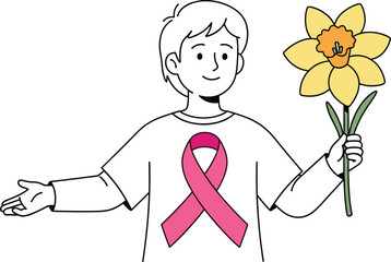 World Cancer Day Illustration Pink Ribbon Cancer Awareness Hand Drawn Vector Design