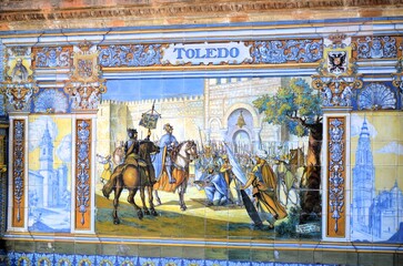 Seville, Spain 03.28.2019: Plaza de Espana or Spain Square in Seville, Andalusia, Spain