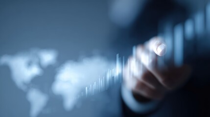 Strategic business expansion concept, professional analyzing global market opportunities with graphs and international trade indicators