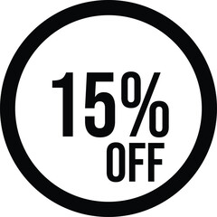 15% OFF Sale Discount Round Badge Icon Isolated on White