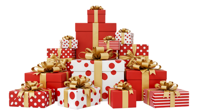 Stack of colorful gift boxes with bows - Powered by Adobe