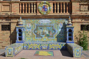 Seville, Spain 03.28.2019: Plaza de Espana or Spain Square in Seville, Andalusia, Spain