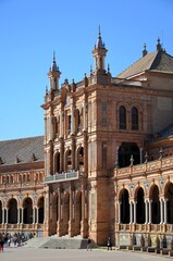 Seville, Spain 03.28.2019: Plaza de Espana or Spain Square in Seville, Andalusia, Spain