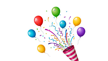 Colorful balloons and confetti from party popper