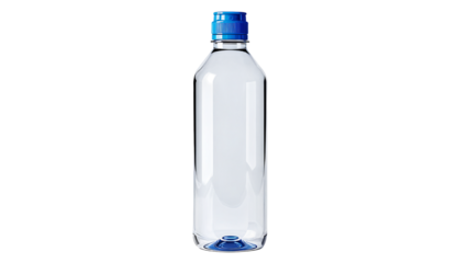 Clear plastic bottle with blue cap