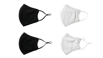 Four Face Masks on Checkered Background