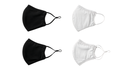 Four Face Masks on Checkered Background