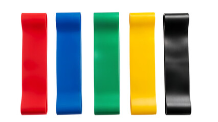 Five colored resistance bands