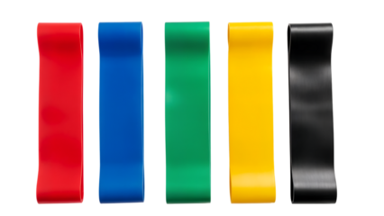 Five colored resistance bands