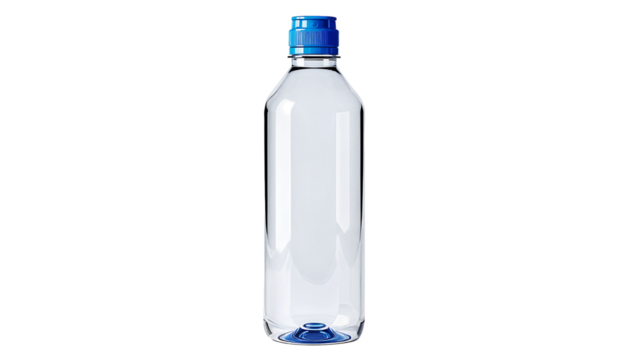 Clear plastic bottle with blue cap - Powered by Adobe