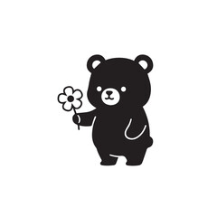 Adorable bear holding a flower in a cute illustration