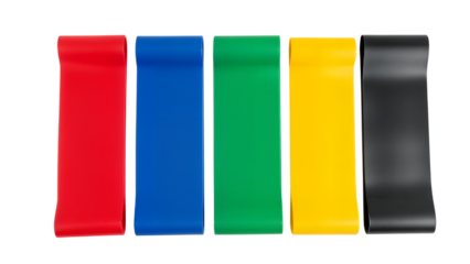 Five colored resistance bands