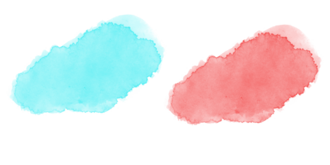 Blue and red watercolor paint shapes with soft texture creating gentle abstract background for modern creative design