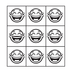 Nine laughing emojis in a grid with tears of joy