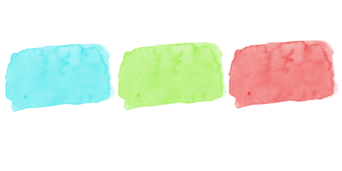 Colorful watercolor paint rectangles in blue green and red creating playful abstract background elements for creative design