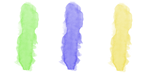 Vertical watercolor paint strokes in green blue and yellow creating soft artistic background elements for modern design