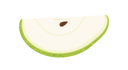 Detailed illustration of a fresh green fruit slice showcasing its crisp texture and visible seed