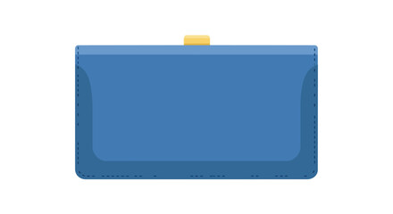 A sleek and minimalist illustration of a vibrant blue rectangular accessory with a subtle golden clasp, perfect for holding small personal items