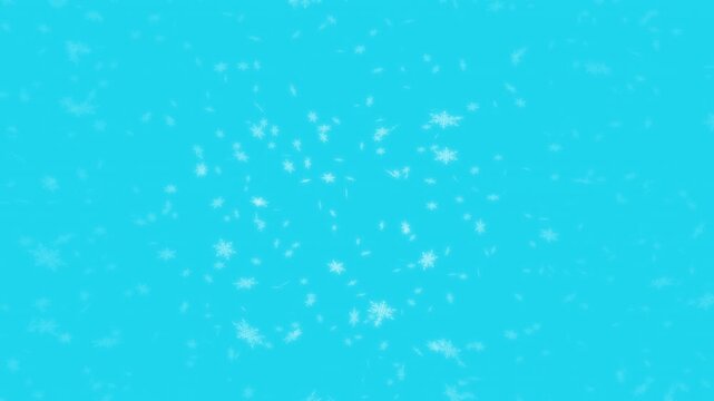 White snowflakes being lit up and falling down on light blue background. Abstract background for Merry Christmas, Happy Holidays, Season's greetings, Happy Valentine's day and winter season.	snow, sno