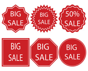 Big Sale and 50 Percent Off Round Badge Set