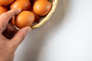 Basket of Fresh Brown Eggs