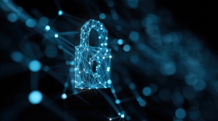 Cyber Compliance Framework Graphic Showing Abstract Network With Digital Padlock Representation for Data Security