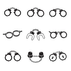 Collection of various handcuff designs and styles