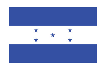 Honduras national flag flat vector design featuring blue and white horizontal stripes with five central stars isolated on white background