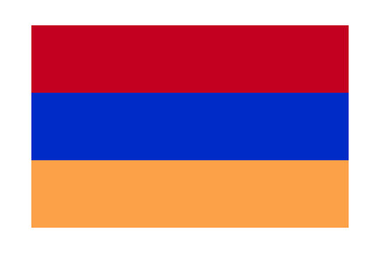 Armenia national flag rounded rectangle icon flat vector illustration with red blue orange horizontal stripes isolated