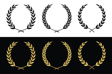 Laurel wreath set - eucalyptus leaf, Wheat, winner award, champion and flower vector.
