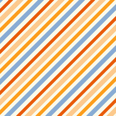 Colorful diagonal wavy stripes vector seamless pattern. Modern minimal repeat design with hand drawn wobbly stripes on cream background. Retro geometric tile for kids apparel, home textile, media