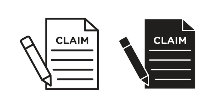 Insurance Claim icons collection. Thin linear and black flat icons