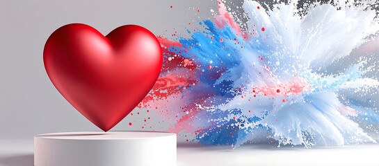Exploding heart symbolizes love and emotion