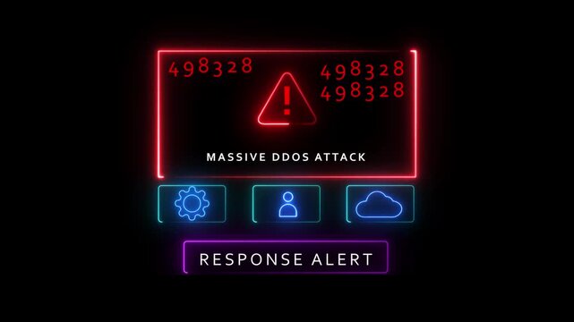 Neon Digital Alert Screen Warning Of Massive D Do S Attack notification